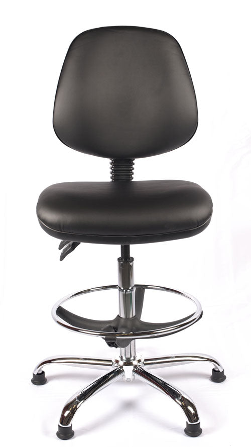Chrome Medium Back Vinyl Draughtsman Chair | Chilli Seating