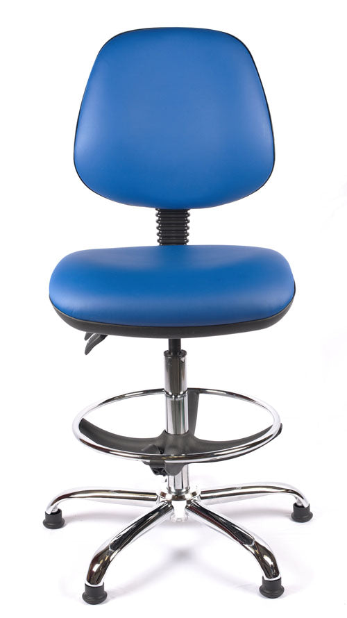 Chrome Medium Back Vinyl Draughtsman Chair | Chilli Seating