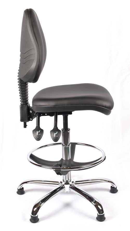 Chrome Medium Back Vinyl Draughtsman Chair | Chilli Seating