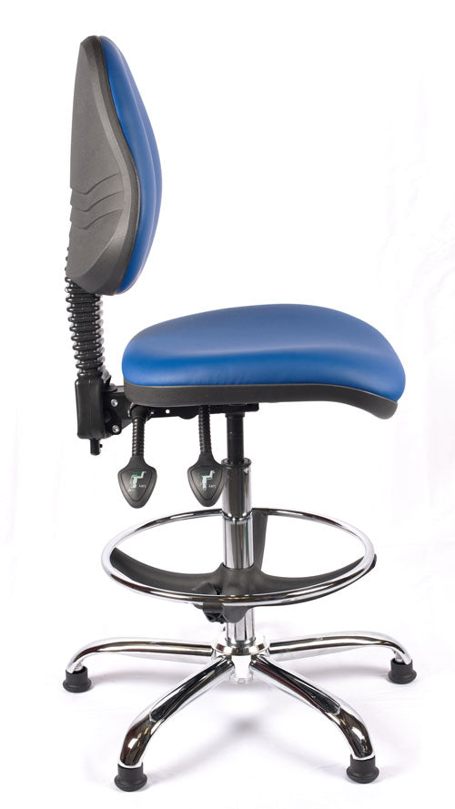 Chrome Medium Back Vinyl Draughtsman Chair | Chilli Seating