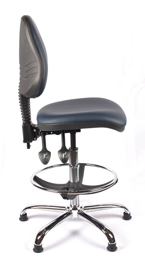 Chrome Medium Back Vinyl Draughtsman Chair | Chilli Seating