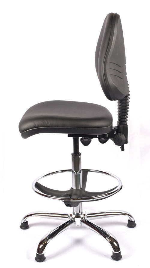 Chrome Medium Back Vinyl Draughtsman Chair | Chilli Seating