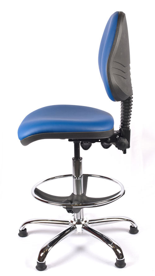 Chrome Medium Back Vinyl Draughtsman Chair | Chilli Seating