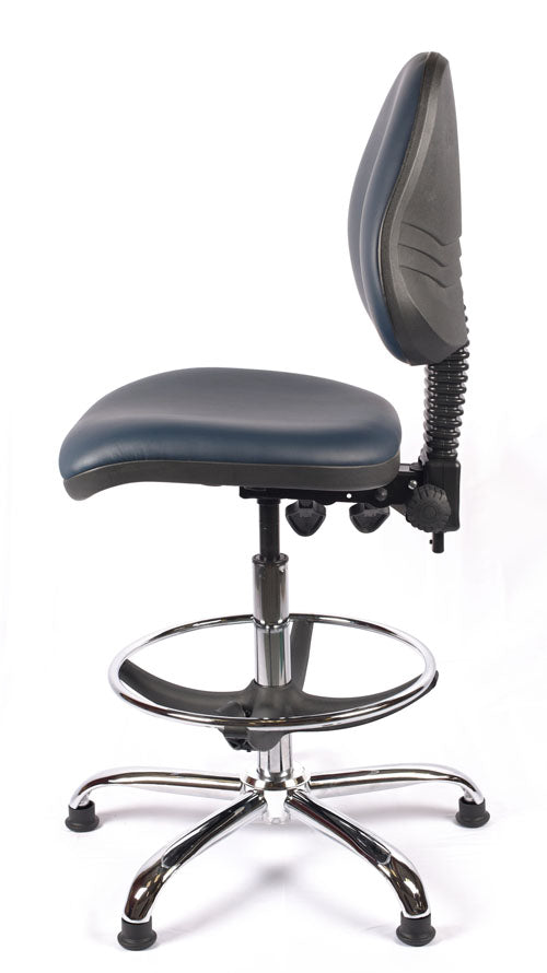 Chrome Medium Back Vinyl Draughtsman Chair | Chilli Seating