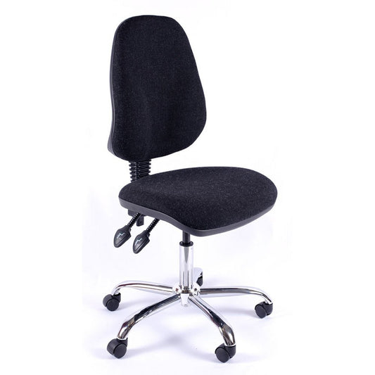 Juno Chrome High Back Fabric Office Chair in charcoal