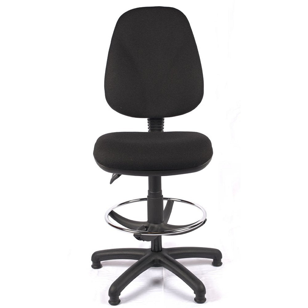 High Back Fabric Draughtsman Chair in black. 