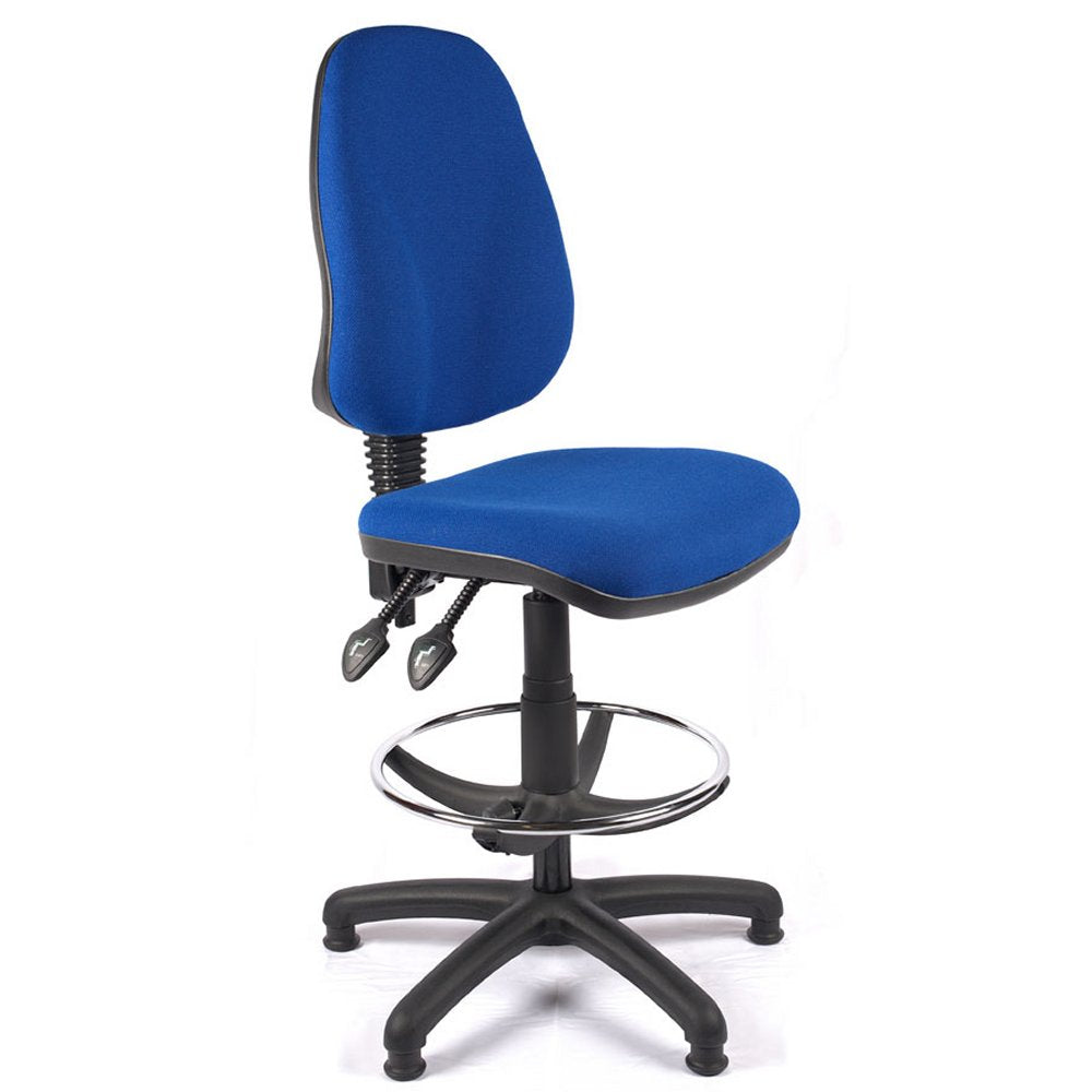 High Back Fabric Draughtsman Chair in blue. 