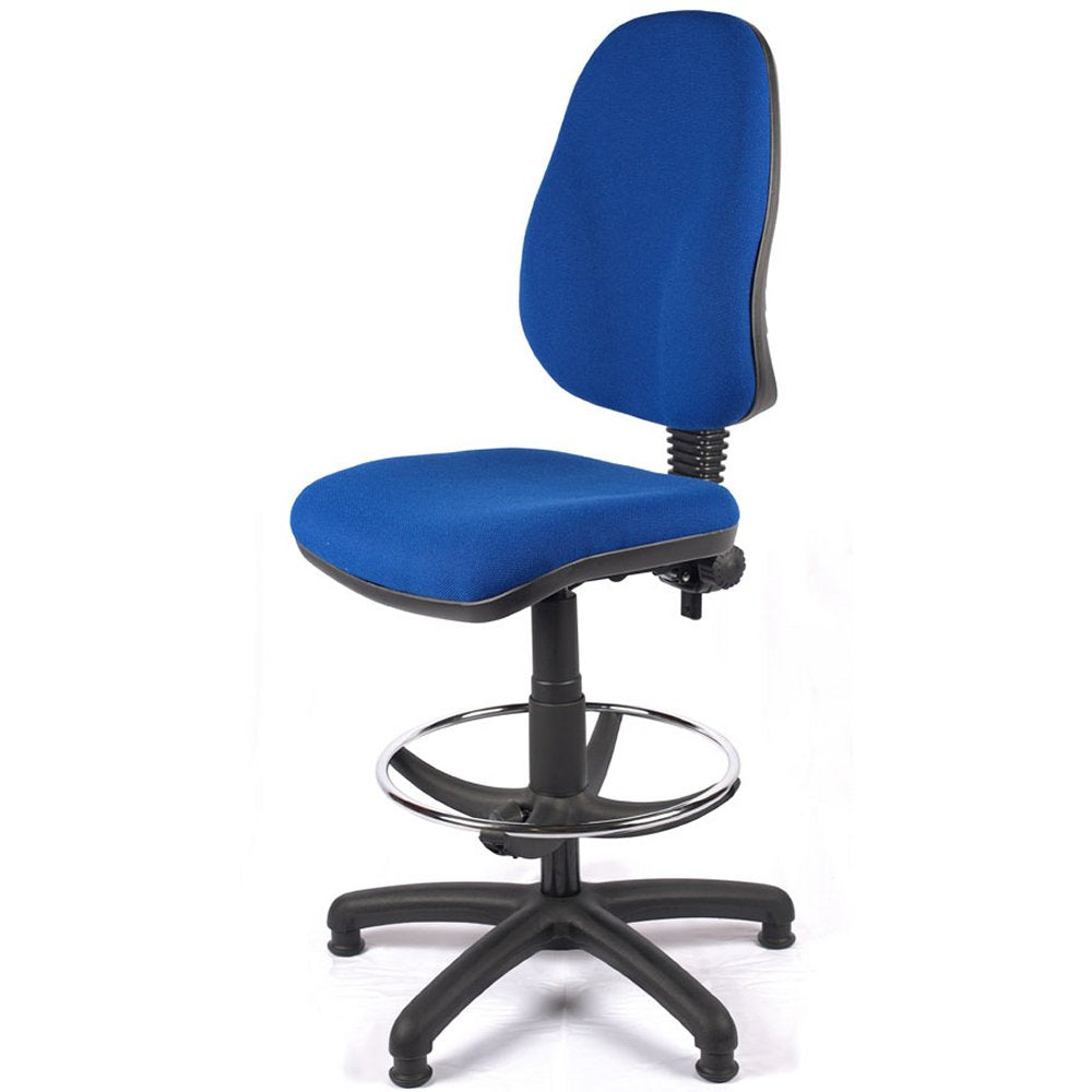 High Back Fabric Draughtsman Chair in blue.
