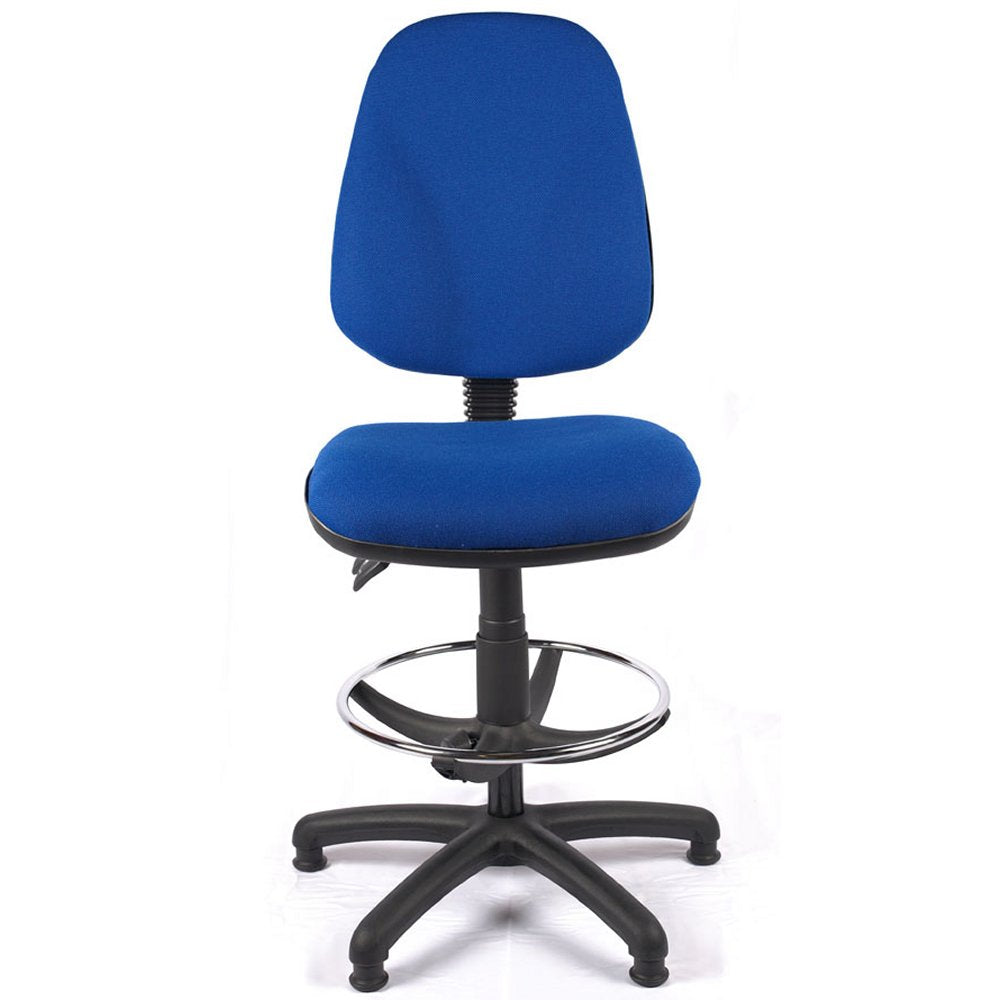 High Back Fabric Draughtsman Chair in blue. 