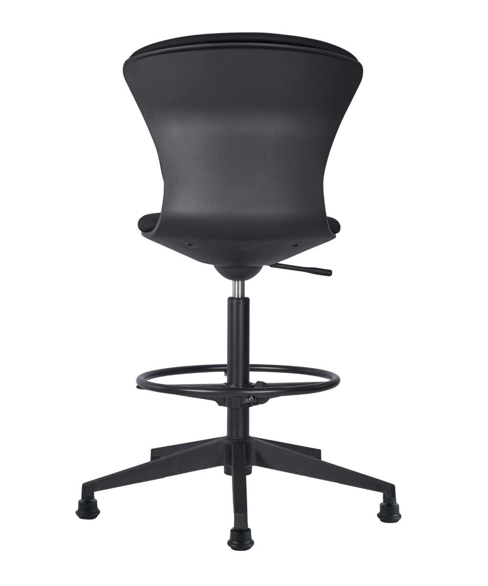 Back of draughtsman chair on white background