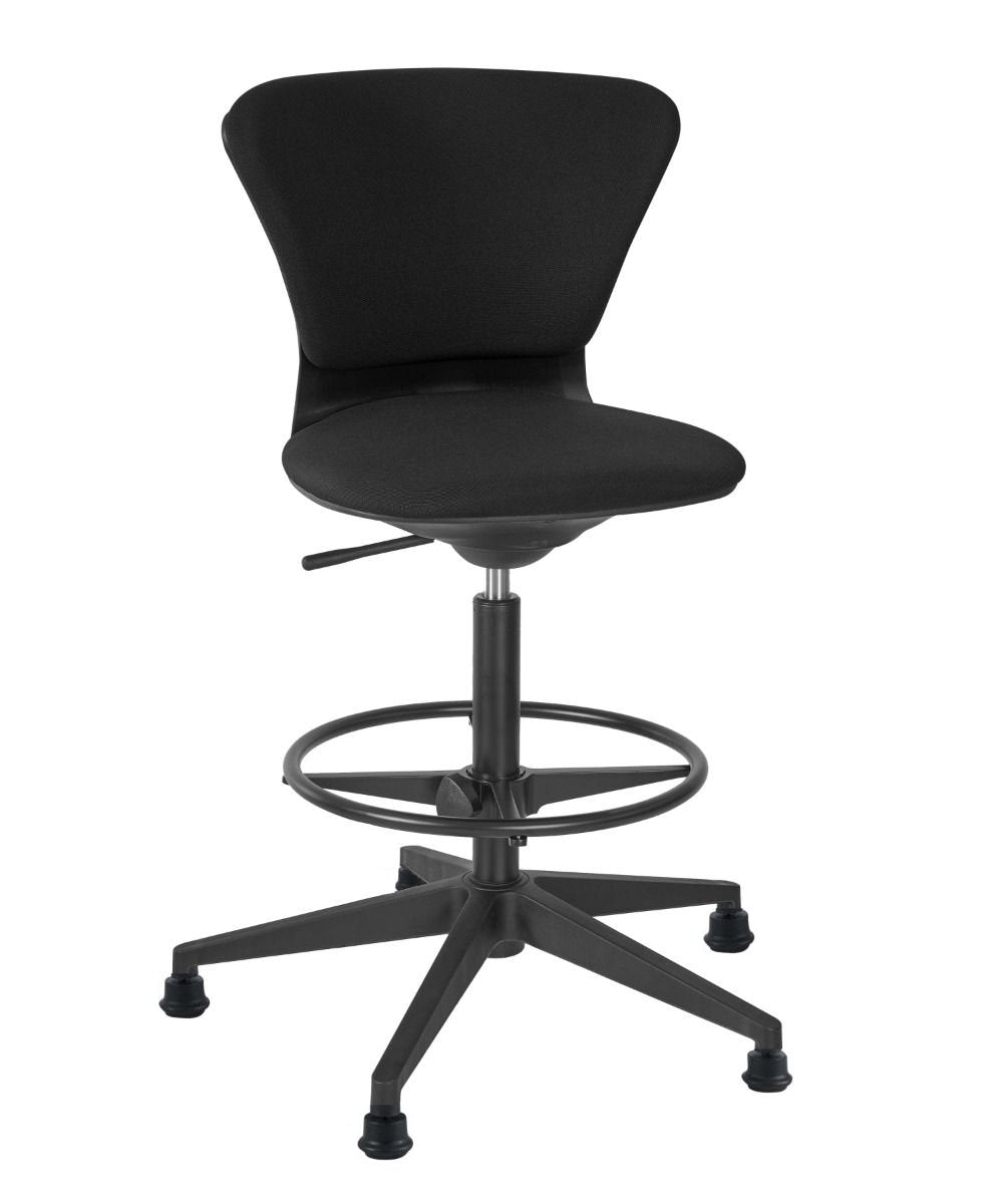 Black office chair with adjustable height on a white background