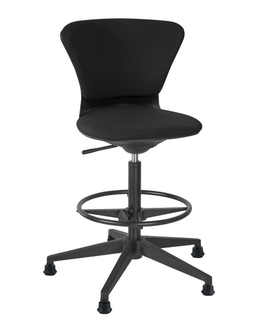Black office chair with adjustable height on a white background