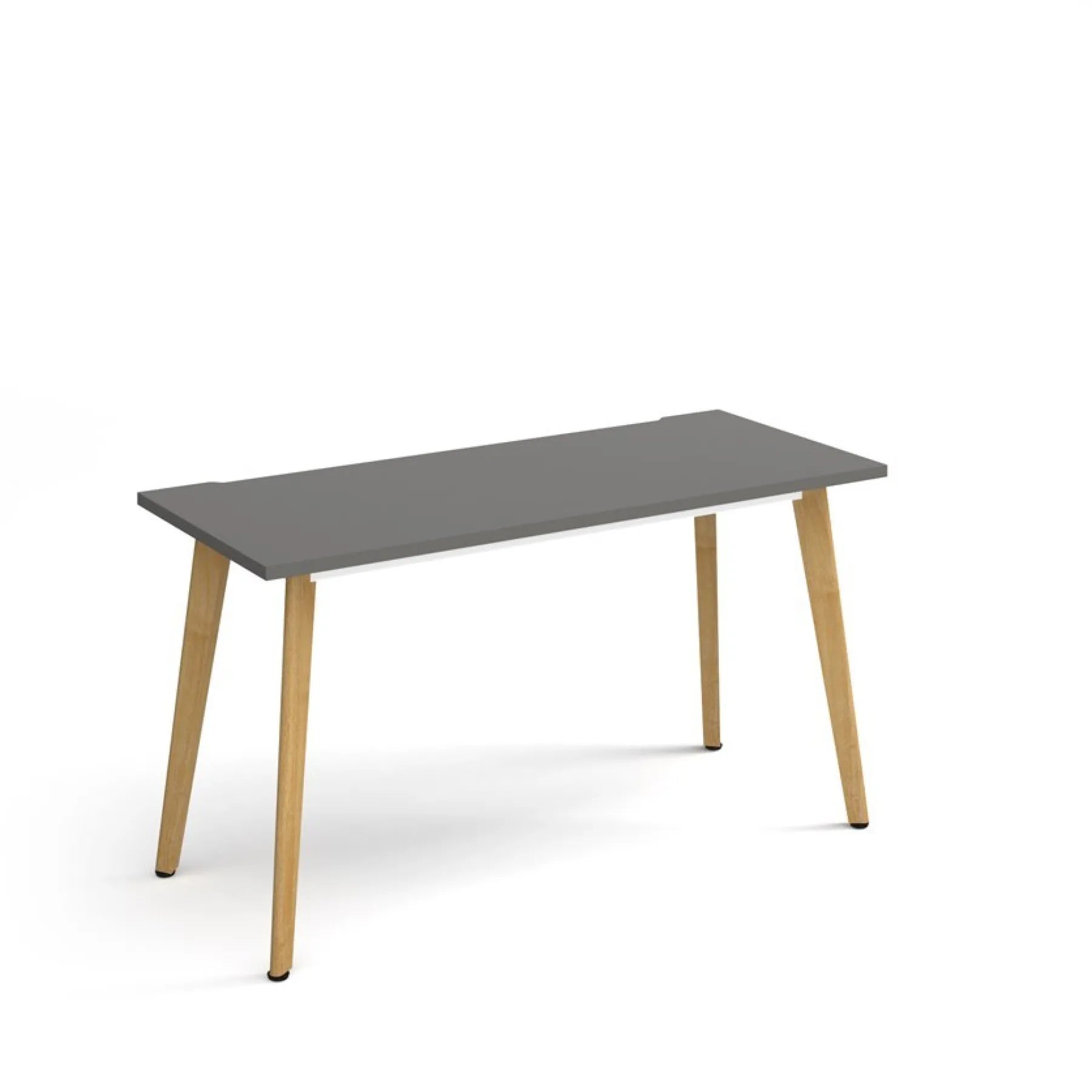 Gray table with wooden legs on a white background