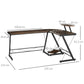 L Shaped Corner Desk with Monitor Stand and CPU Stand, Rustic Brown and Black dimensions