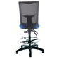 Dental chair with mesh backrest and blue seat on a white background
