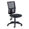 Black office chair with mesh backrest on a white background