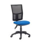 Blue office chair with mesh backrest on a white background