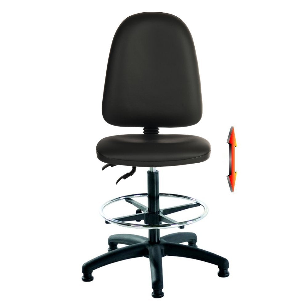 Lab Space - Mist 2 Vinyl Draughtsman Chair height adjustment detail. 