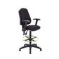 Black office chair with adjustable arms on a white background