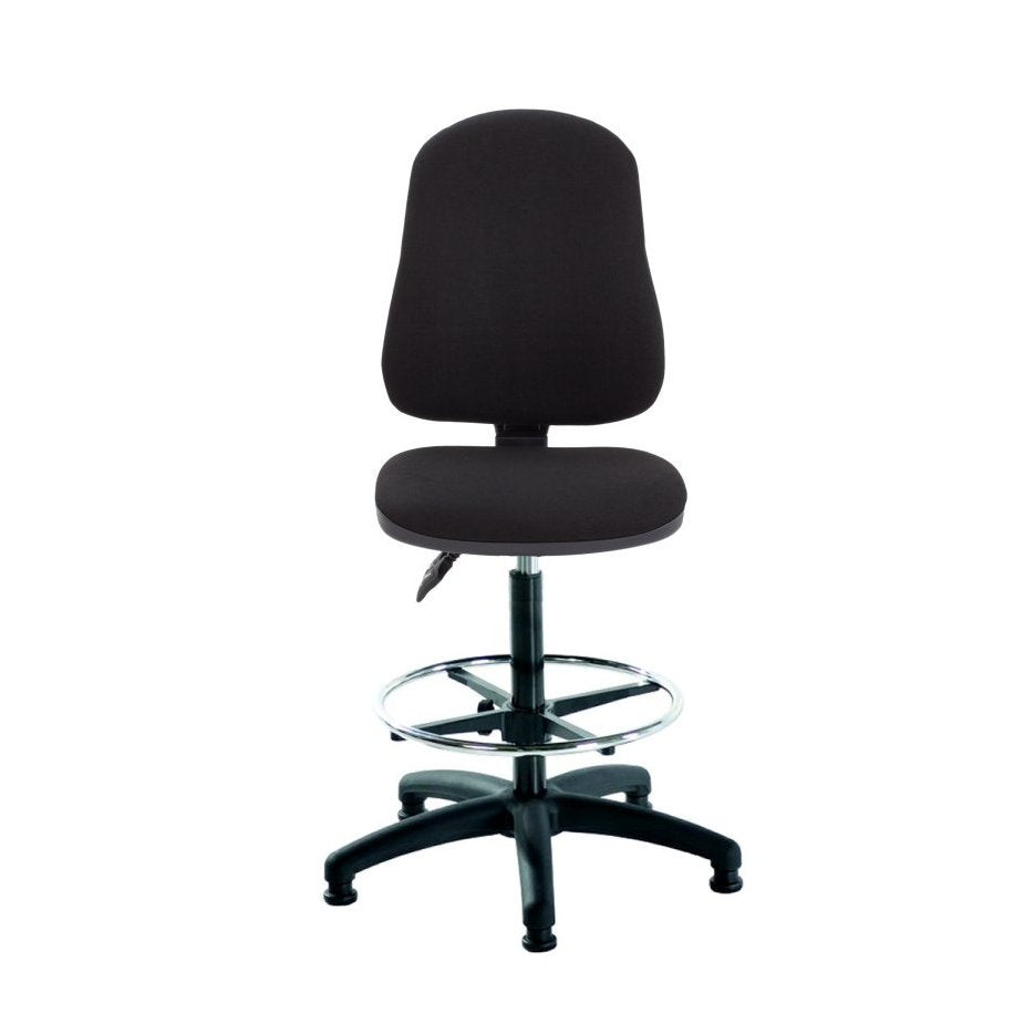 Black office chair with a white background