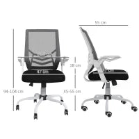 Ergonomic office chair with dimensions displayed