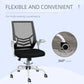 Black office chair with mesh back and wheels, featuring text 'FLEXIBLE AND CONVENIENT' and '360° rotation'.
