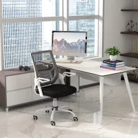 Modern office setup with a desk, chair, and computer in a bright room.