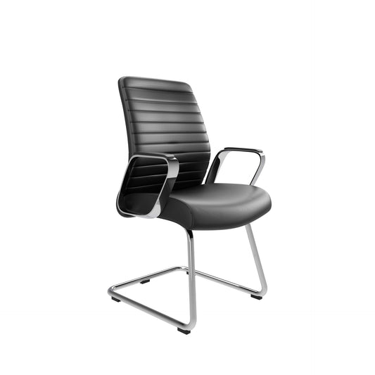 Black office chair with armrests on a white background