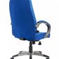 Blue office chair with a white background
