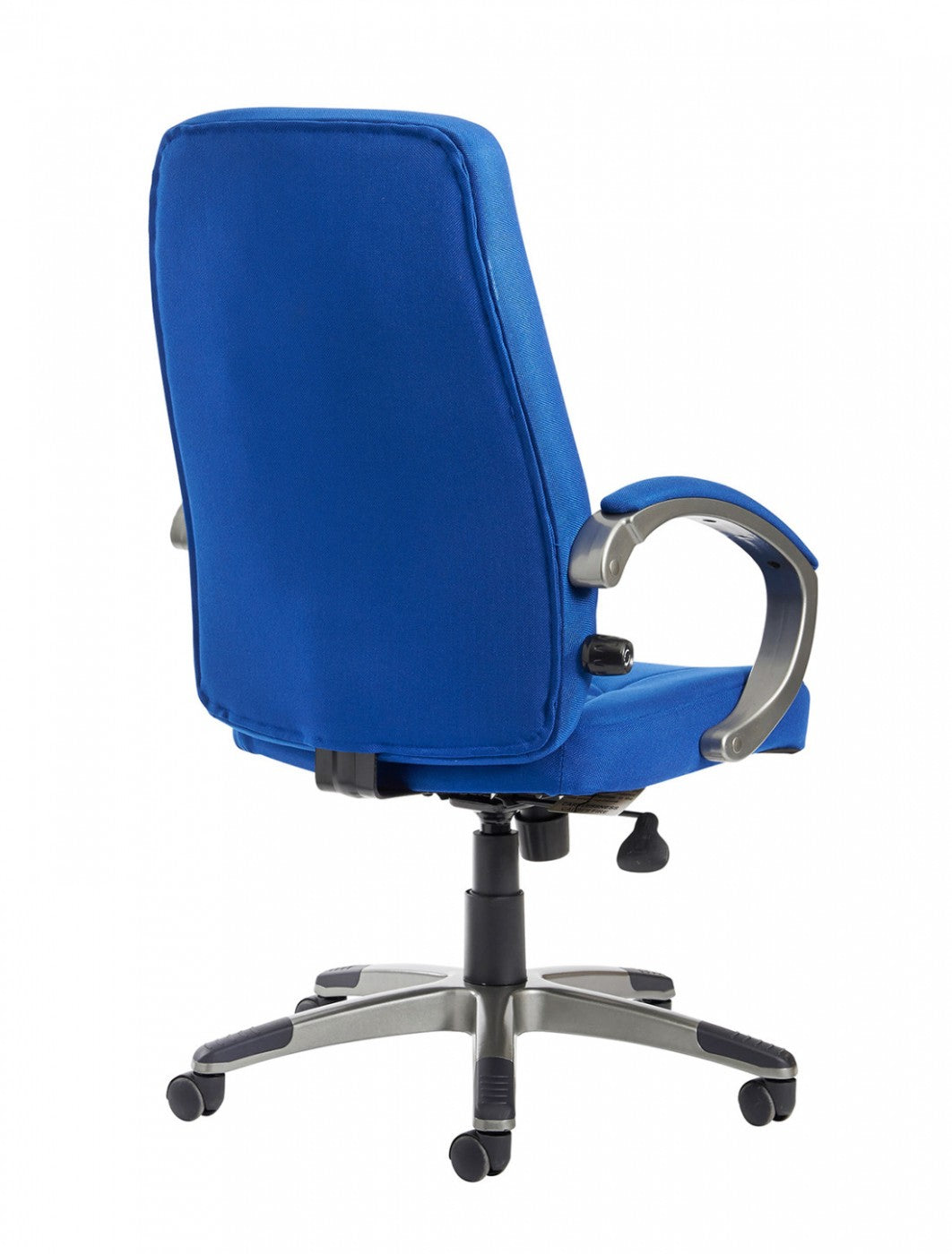 Blue office chair with a white background