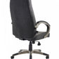 Gray office chair with a black mesh backrest on a white background