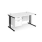Rectangular office desk with a cantilever frame and a White two-drawer fixed pedestal. The desk has a melamine finish and is pictured against a white background.
