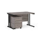 A Grey finish desk with a 2 drawer pedestal bundle on a white background