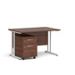 A Walnut finish desk with a 2 drawer pedestal bundle on a white background