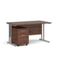 A Walnut finish desk with a 2 drawer pedestal bundle on a white background