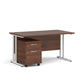 A Walnut finish desk with a 2 drawer pedestal bundle on a white background