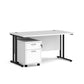 A white finish desk with a 2 drawer pedestal bundle on a white background