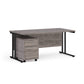 A Grey finish desk with a 2 drawer pedestal bundle on a white background
