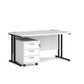 A White finish desk with a 3 drawer pedestal bundle on a white background