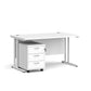 A White finish desk with a 3 drawer pedestal bundle on a white background