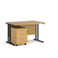 A Oak finish desk with a 3 drawer pedestal bundle on a white background