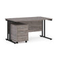 A Grey finish desk with a 3 drawer pedestal bundle on a white background