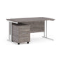 A Grey finish desk with a 3 drawer pedestal bundle on a white background