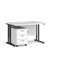 A White finish desk with a 3 drawer pedestal bundle on a white background