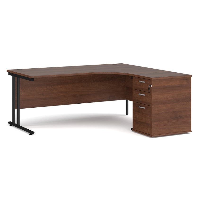 Walnut corner desk on white background
