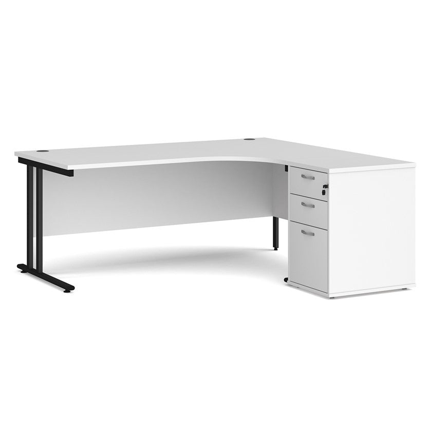 White corner desk on white background
