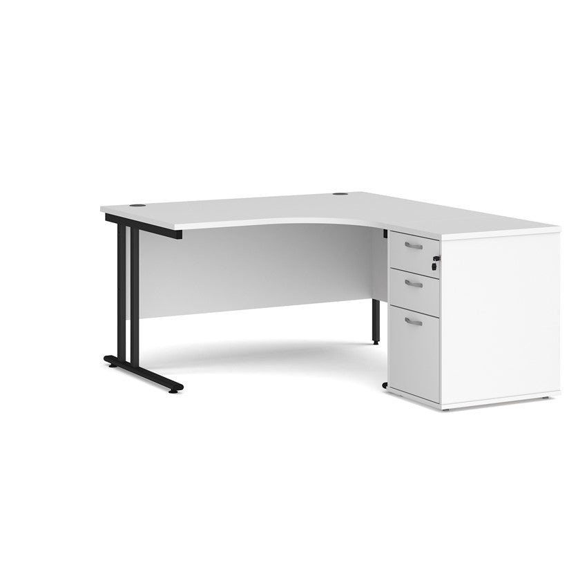 white corner desk on white background