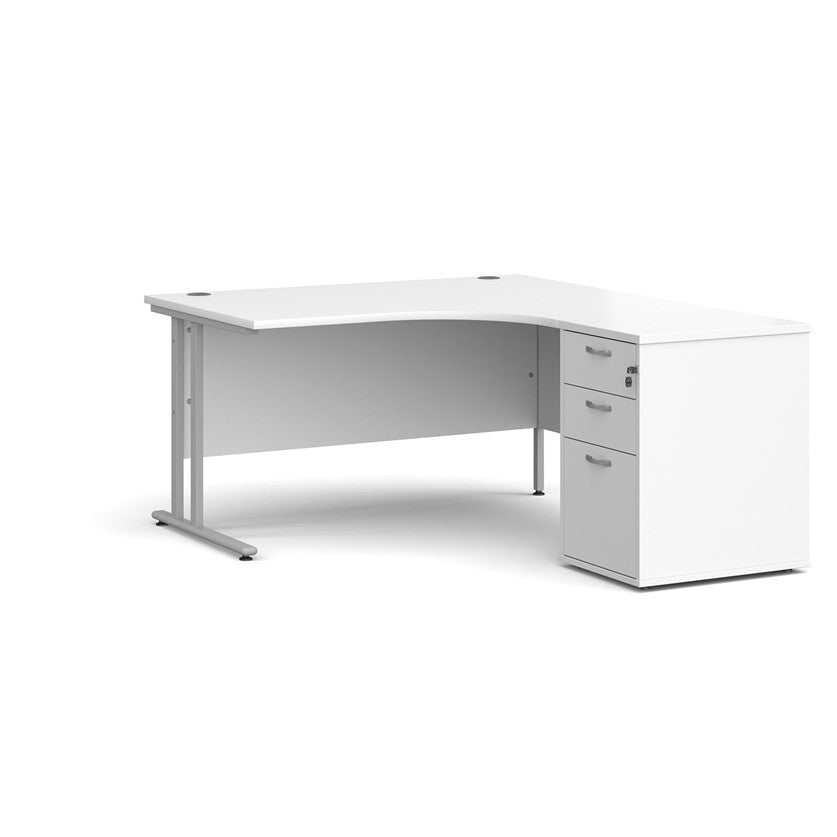 white corner desk on white background
