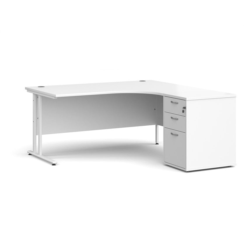 White corner desk on white background
