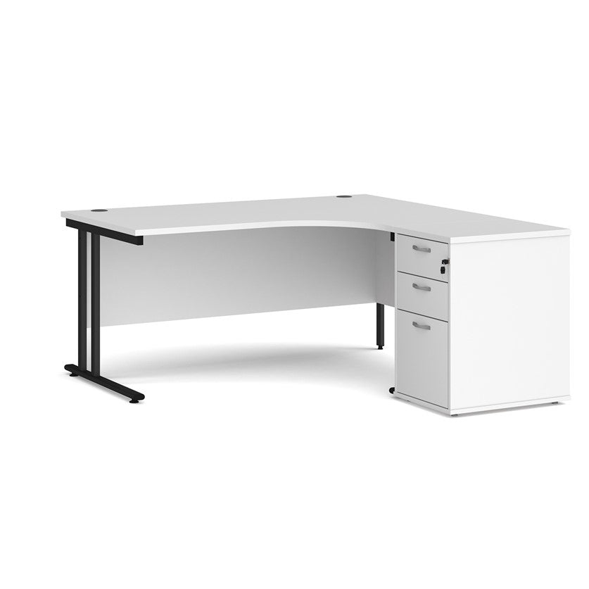 White corner desk on white background
